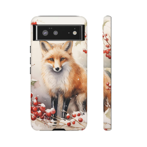 Christmas Fox in a Wreath of Red Berries - Impact Resistant Phone Case Google Pixel 6 Matte